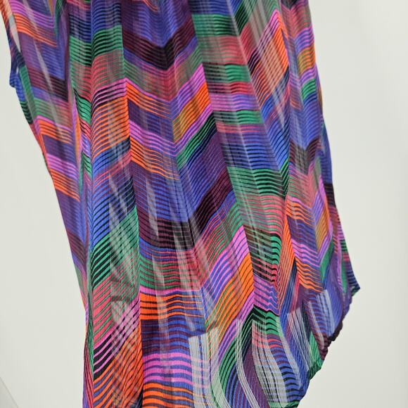ba&sh Shirt Top Multicolor Chevron Print Sleeveless Button Up Semi-Sheer Size L - Picture 8 of 8